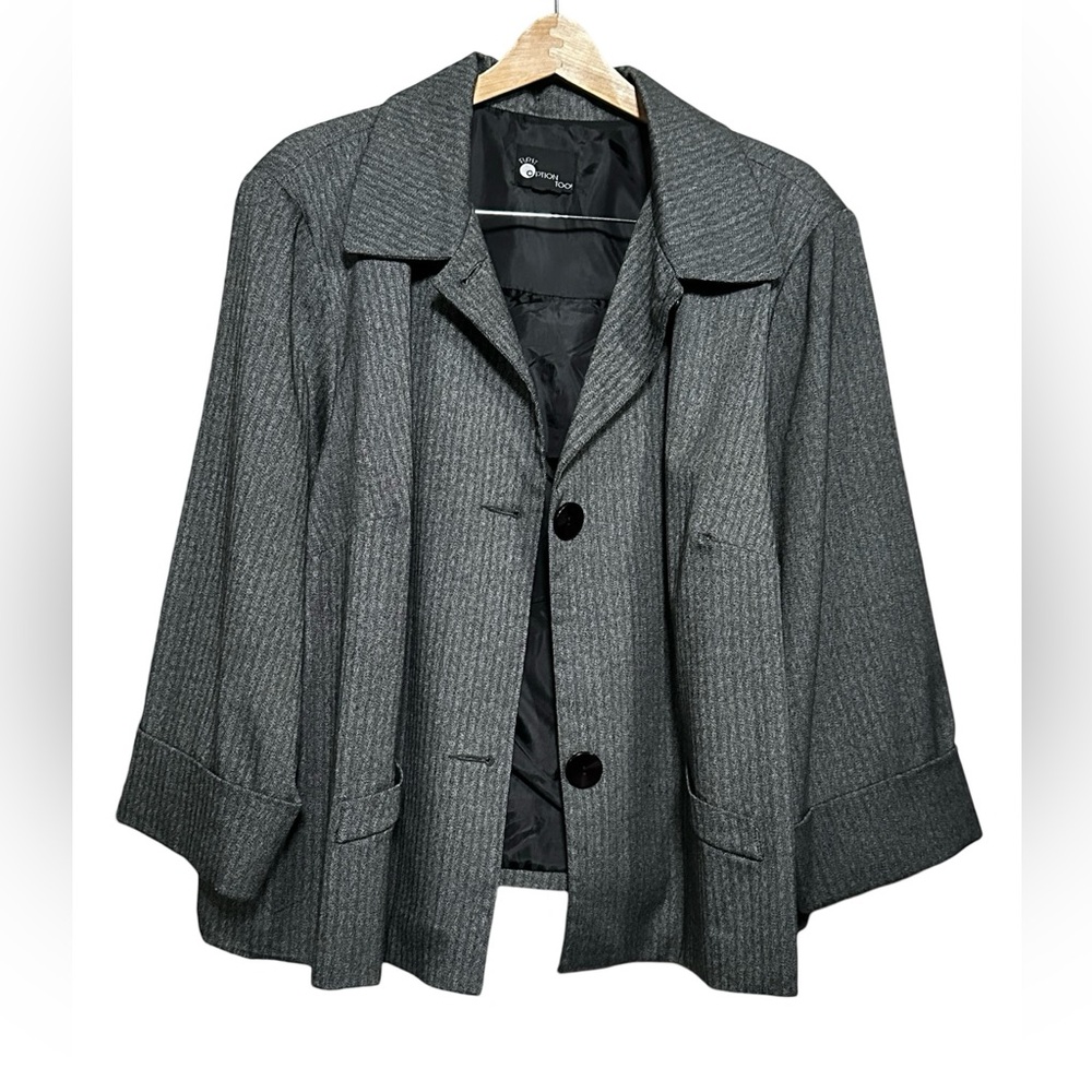 Pinstripe Swing Coat Gray Women Size Large.